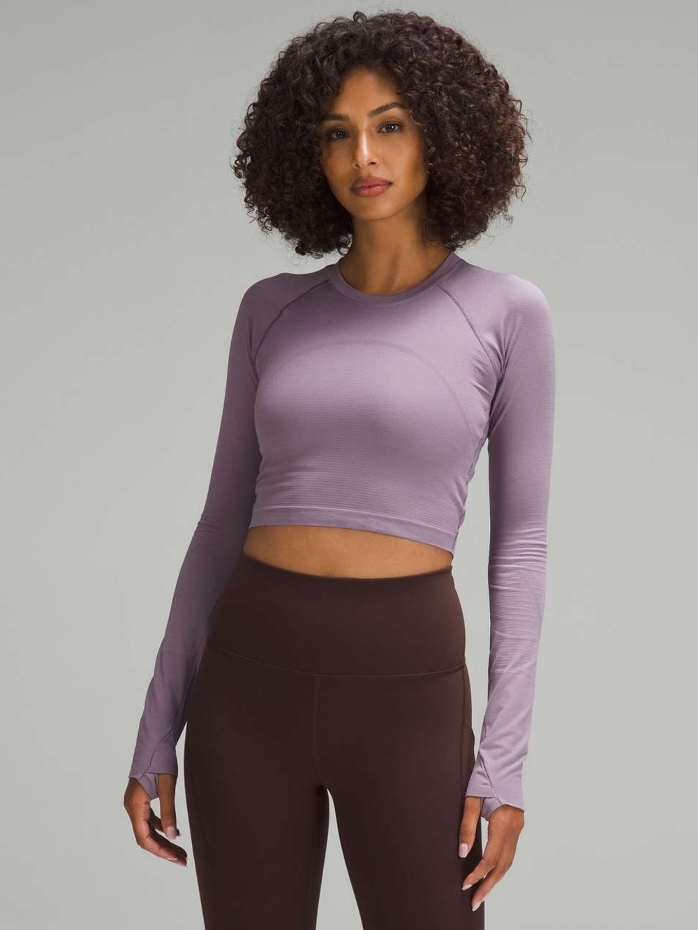 Lululemon Swiftly Tech 2.0 Cropped Long Sleeve Shirt Purple Ash Size 10